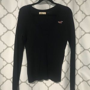 Hollister Navy Blue V-Neck Long-sleeved Sweater